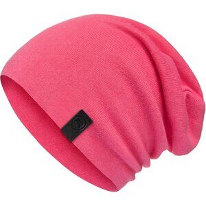 Unisex Pink 100% Cotton Winter Skull Pull on Knit Warm Slouchy Baggy Beanie Cap